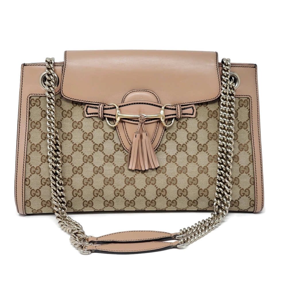 💯 Auth Gucci Chain Emily Canvas Shoulder Bag - Picture 1 of 8
